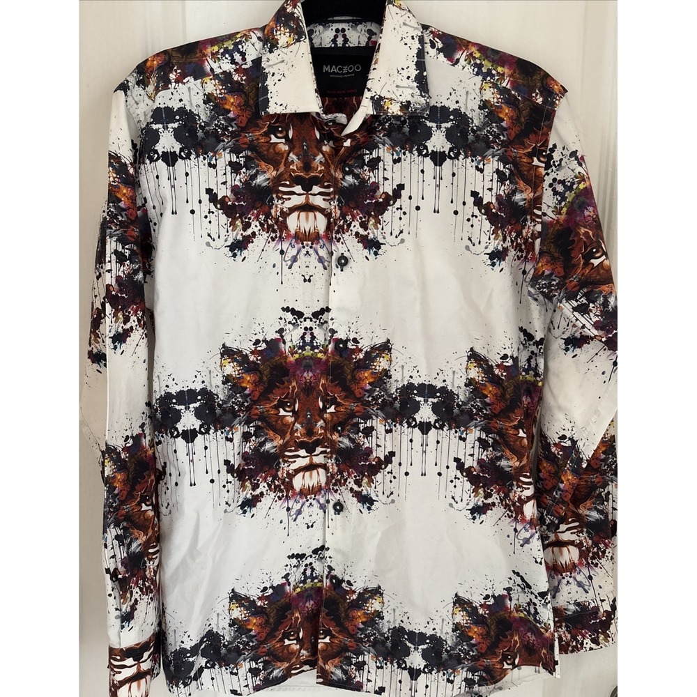 Maceoo Paris Fibonacci Lion Picasso Italian Digital Fabrics Shirt Mens Small